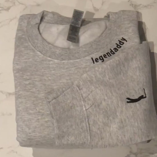 Personalized Embroidered Neck Legendaddy Sweatshirt with Golf Sleeve makes an excellent Gift for Dad on Father's Day