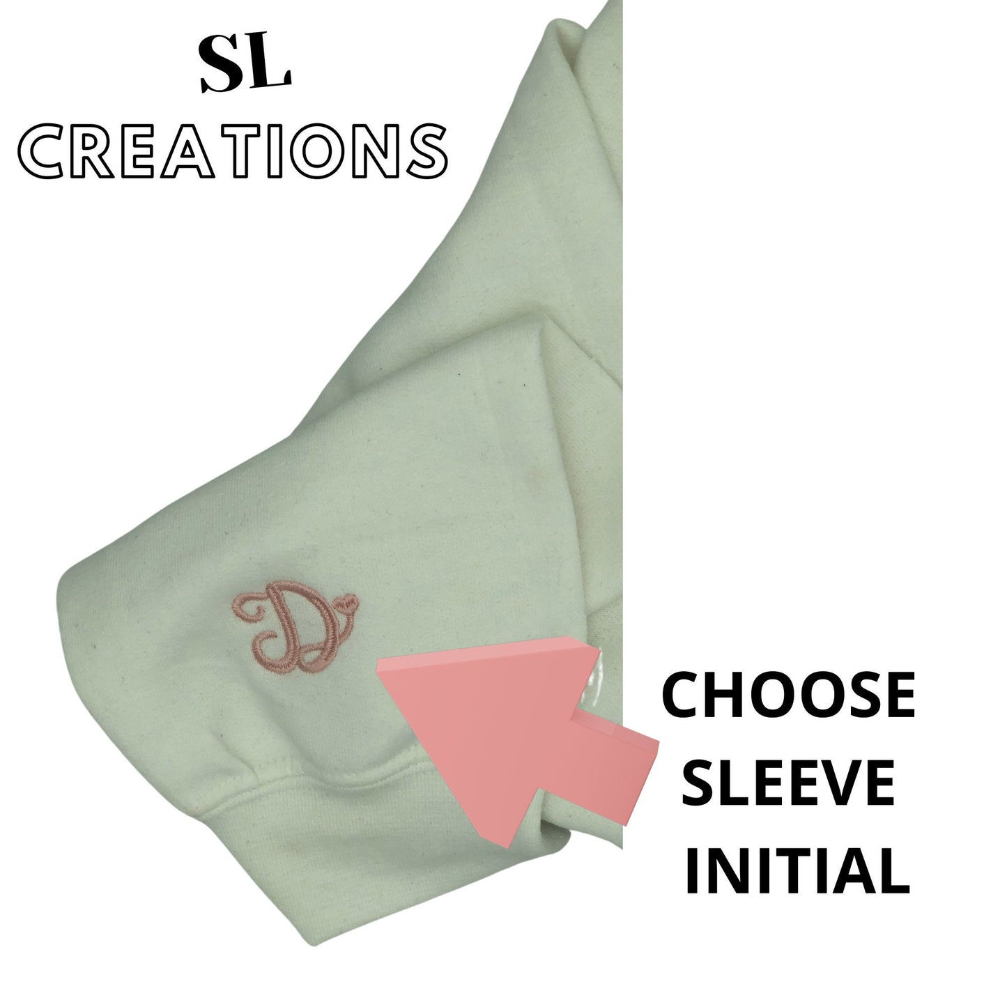 Blessed Mom Embroidered Sweatshirt with Initial on Sleeve