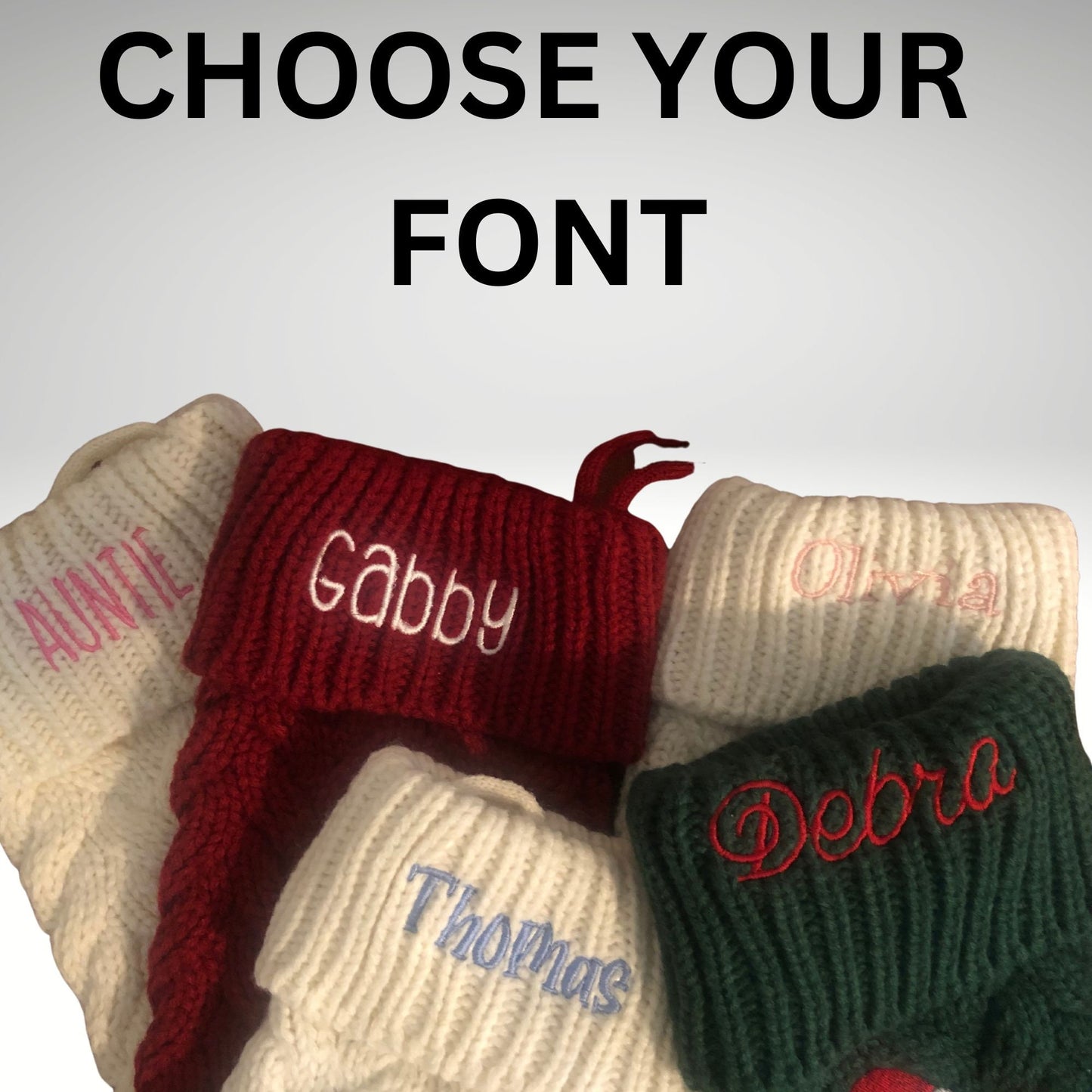 Cable Knit Christmas Stocking Embroidered with Name