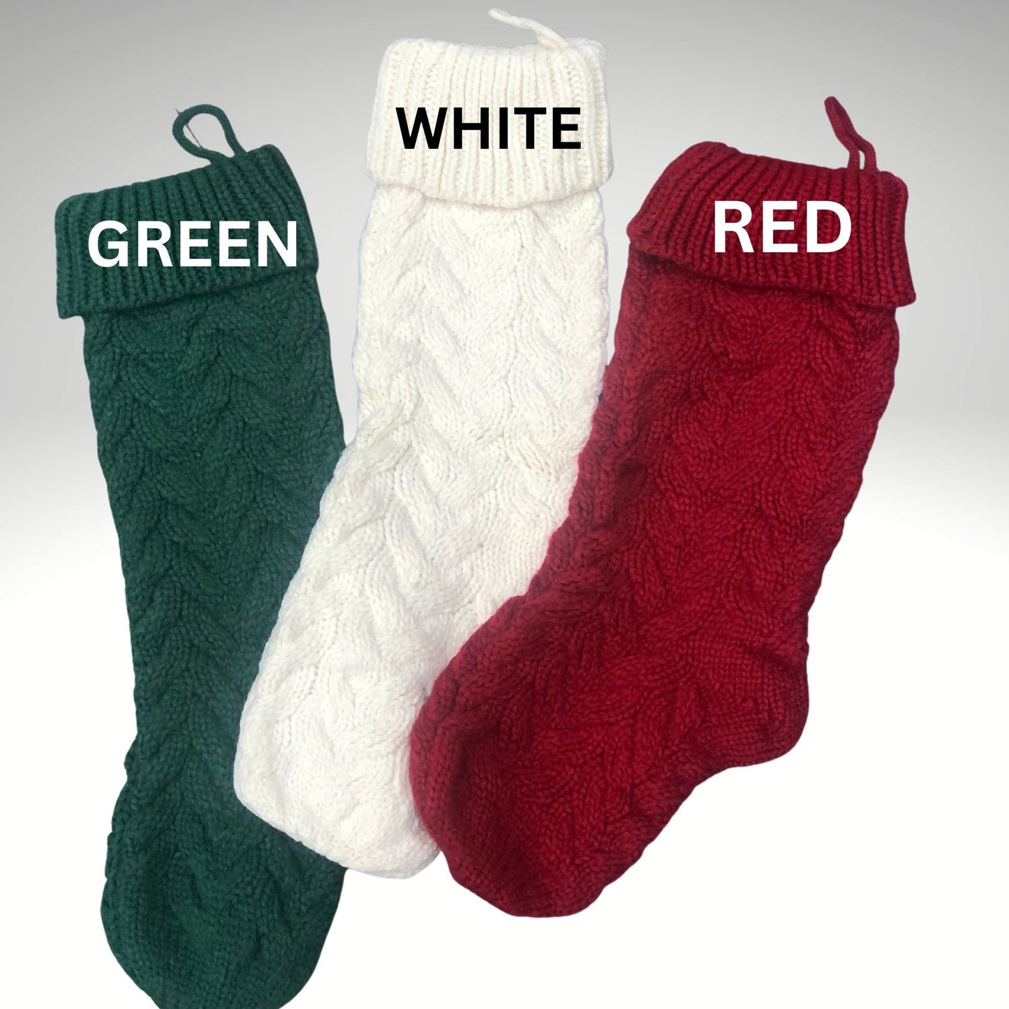Cable Knit Christmas Stocking Embroidered with Name