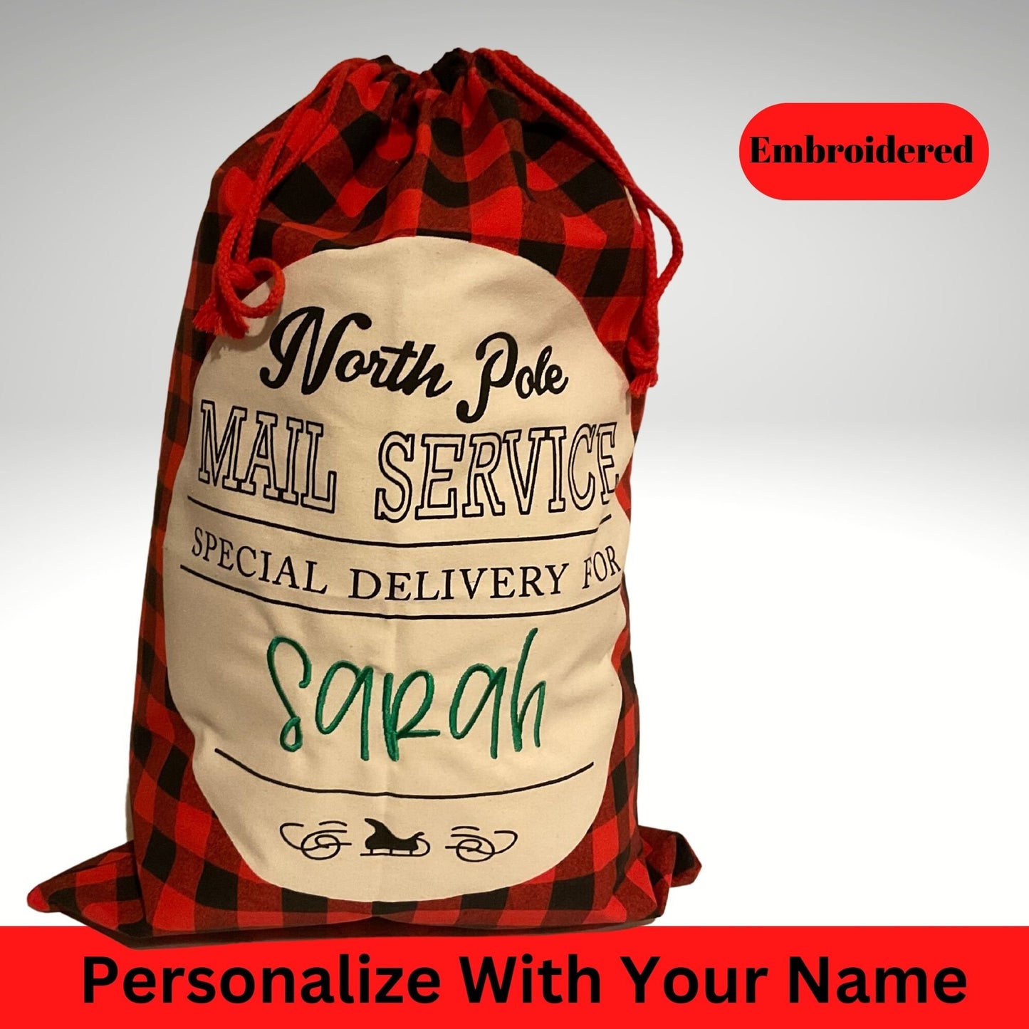 Santa Sack Embroidered Personalized with Name