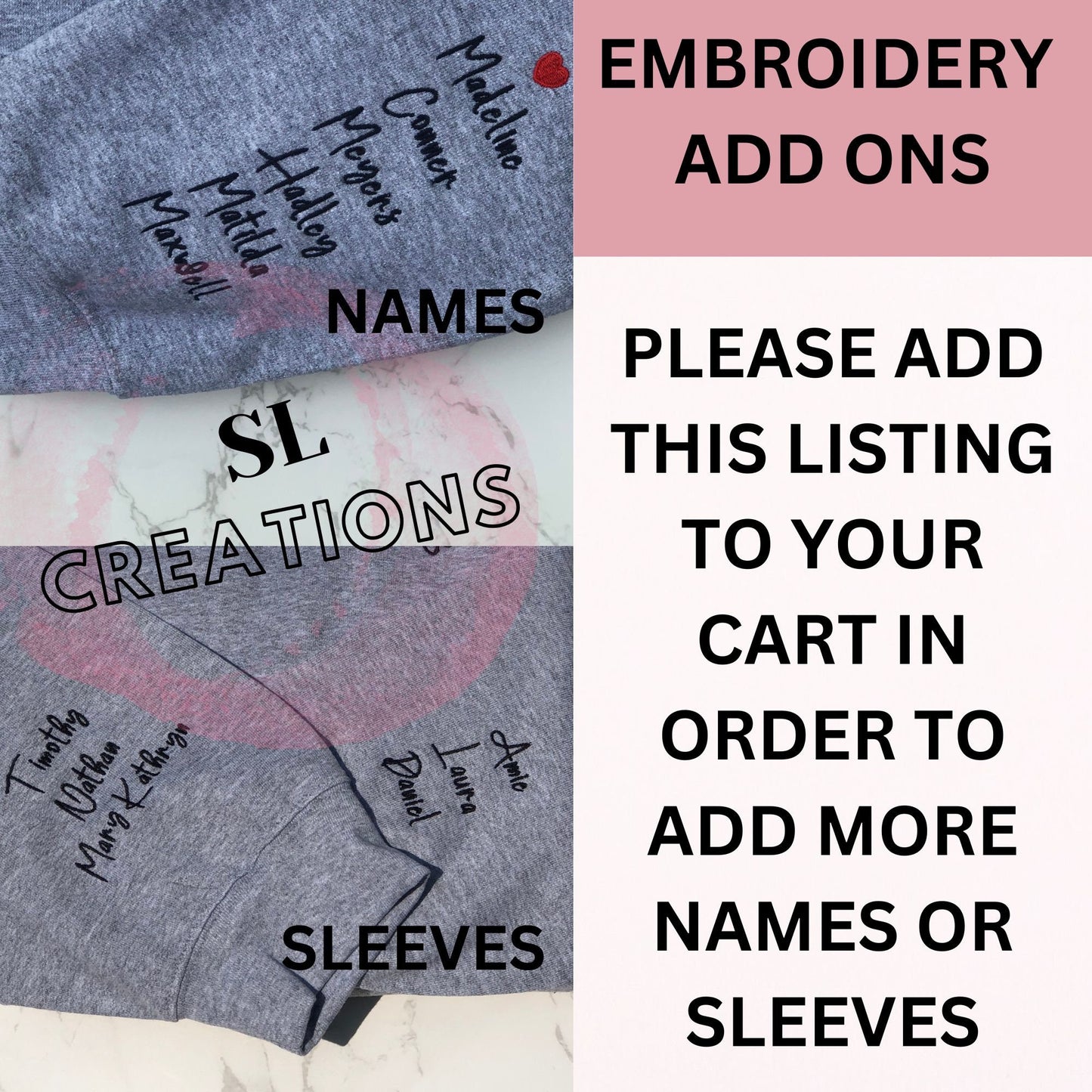 Personalized Embroidered Grandma Collar Sweatshirt with Children's Names on Sleeve