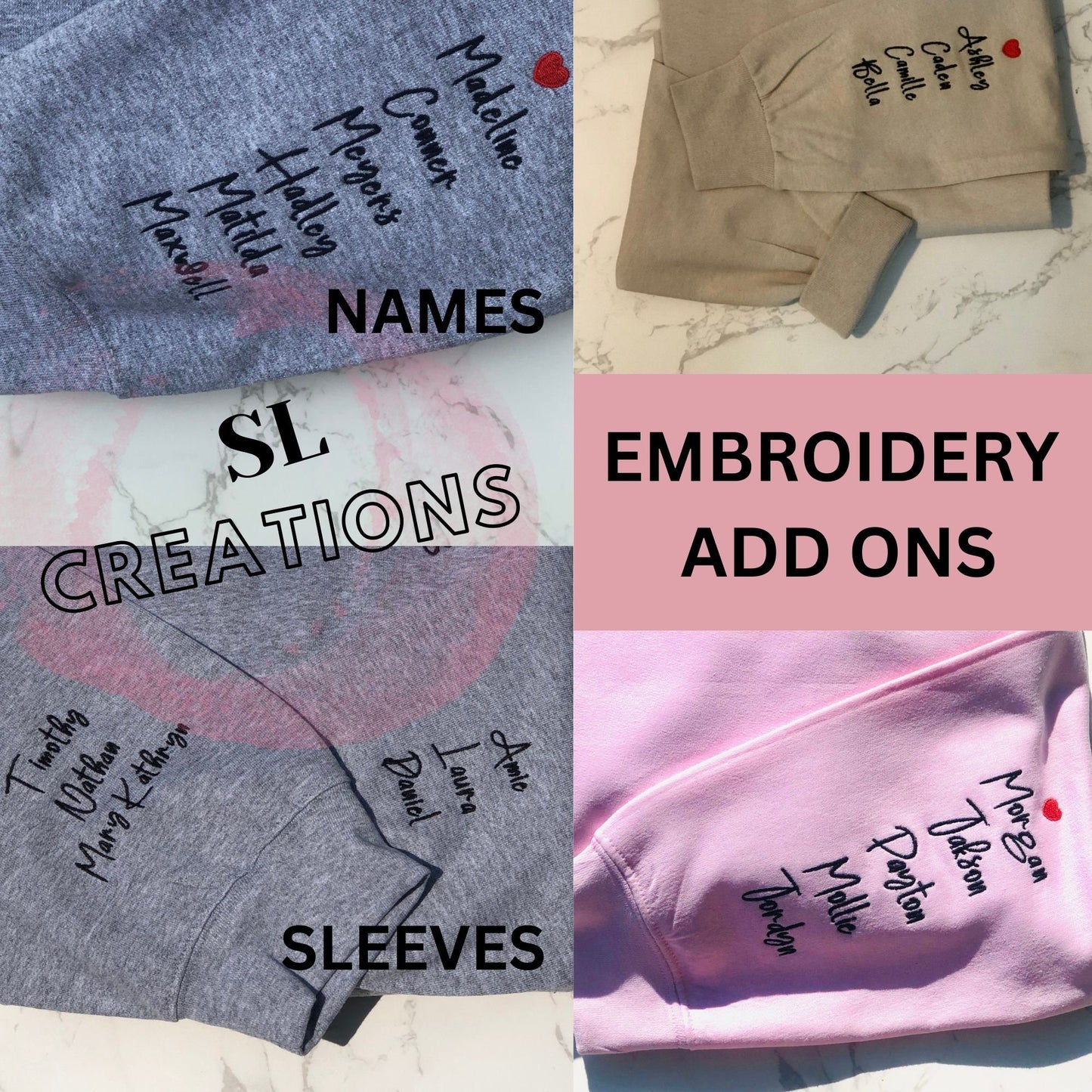 Personalized Embroidered Grandma Collar Sweatshirt with Children's Names on Sleeve