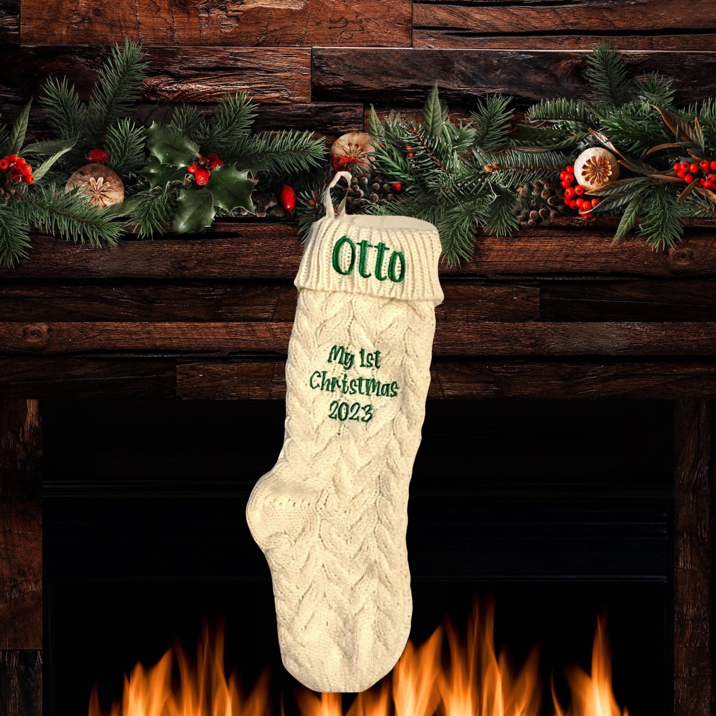 My First Christmas Stocking 2024 Embroidered with Name