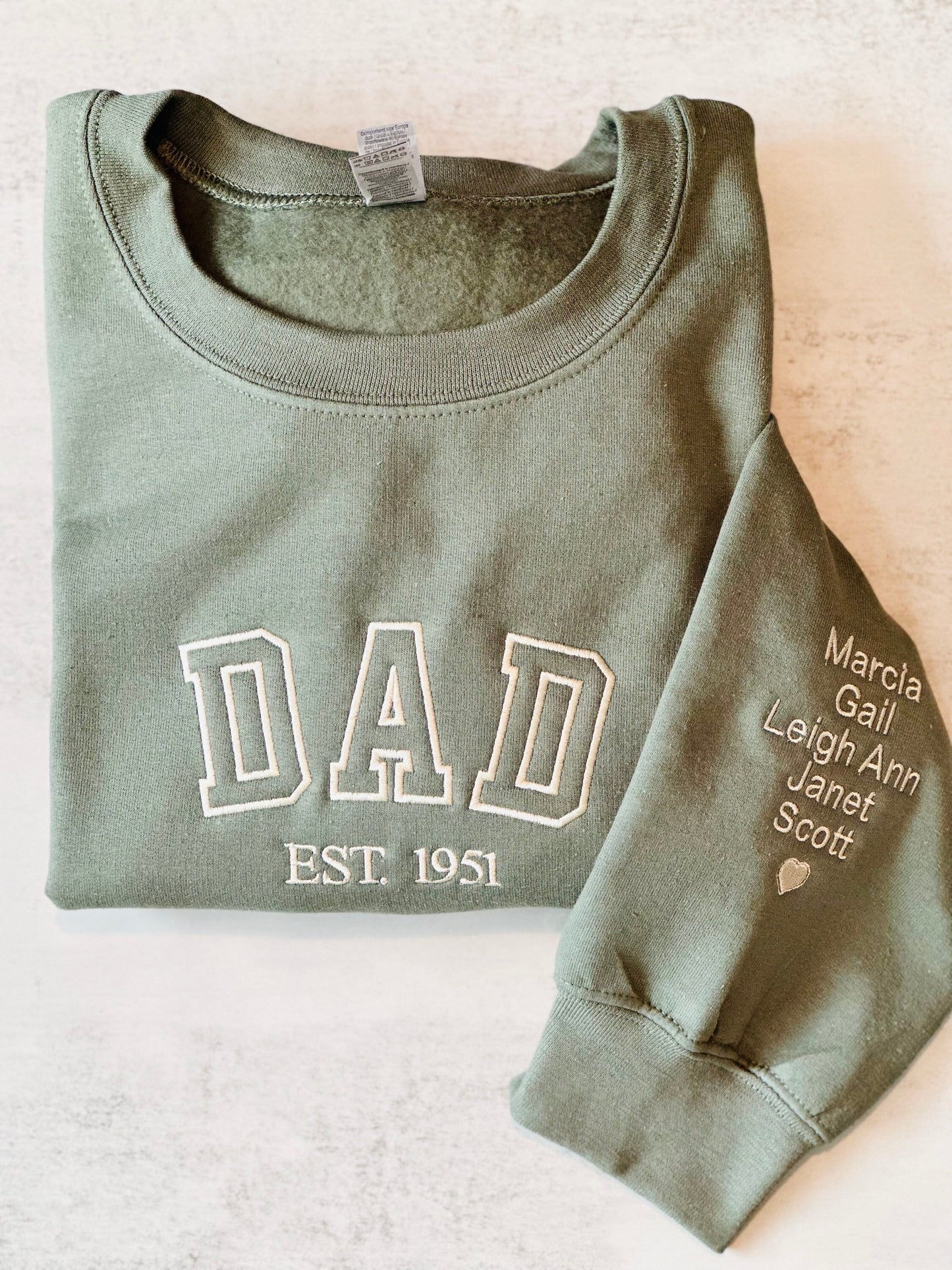 Dad Sweatshirt with Kids names on Sleeve